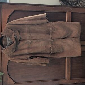 Highlander Vintage Brown Suede Leather Women's Trench Coat